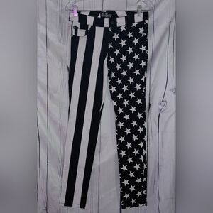 Royal Bones By Tripp NYC Black White Star Split Leg Punk Goth Skinny Jeans